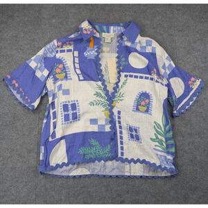 Calypso St Barth Linen Top Womens Large Coastal Resort Vacation Italian Summer